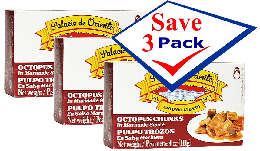 Palacio De Oriente octopus in marinade sauce 4 oz. From Spain Pack of 3